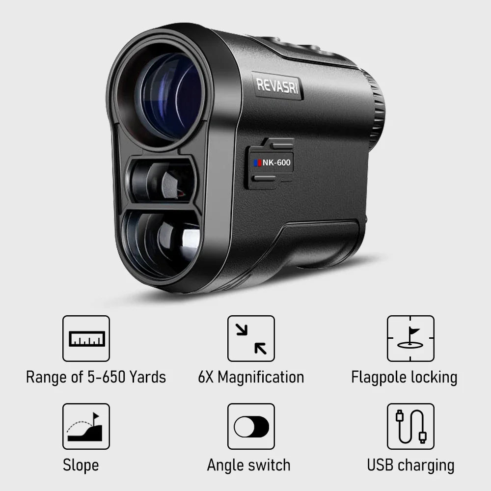 600M/Yard Golf Laser Rangefinder with Slope Compensation Flagpole Lock Vibration USB-C Rechargeable for Golfing