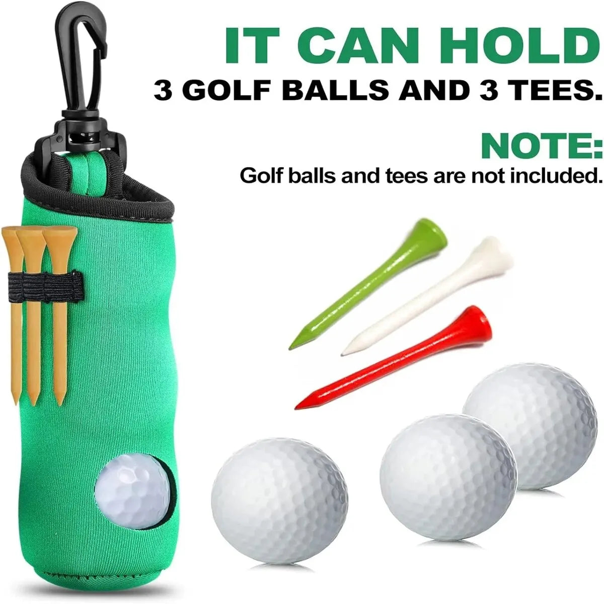 1Pc Golf Tee Holder, Golf Ball Carry Bag Pouch Golf Ball Holder Keychain Belt Clip, Golf Gifts Accessories