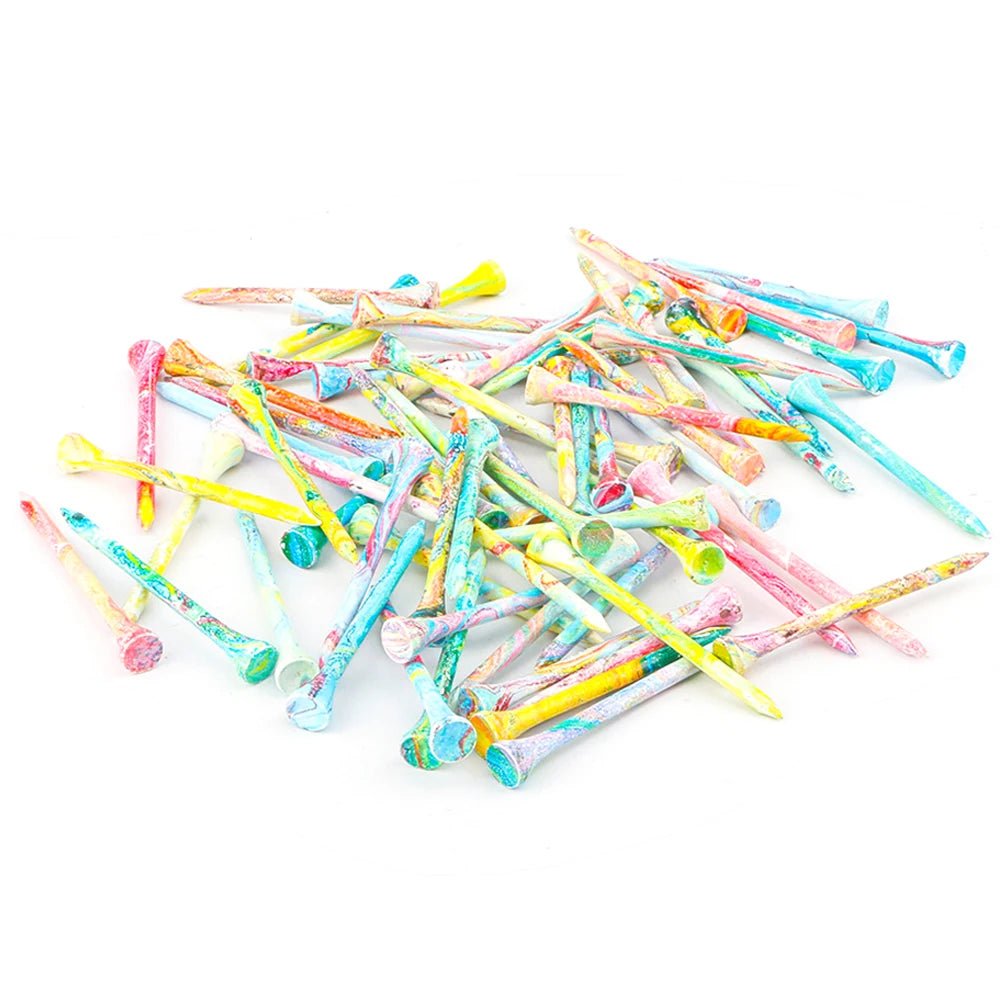 50Pcs Wood Golf Tees Portable Golf Tack More Stable Golf Training Ball Tee Colorful Golf Ball Holder Tees for Batting