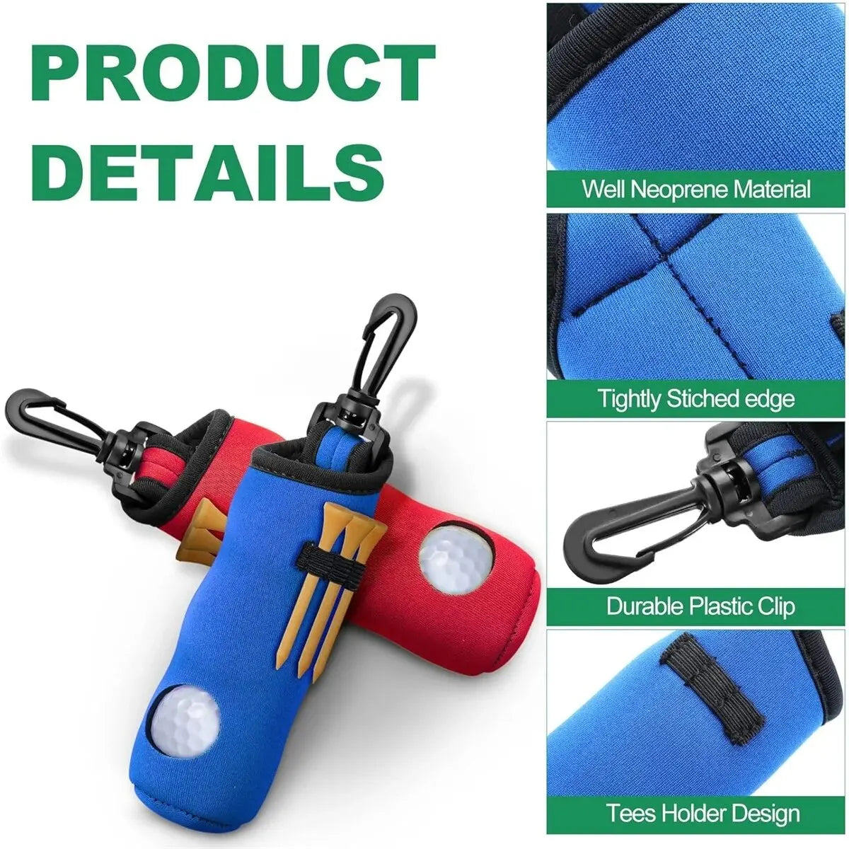 1Pc Golf Tee Holder, Golf Ball Carry Bag Pouch Golf Ball Holder Keychain Belt Clip, Golf Gifts Accessories