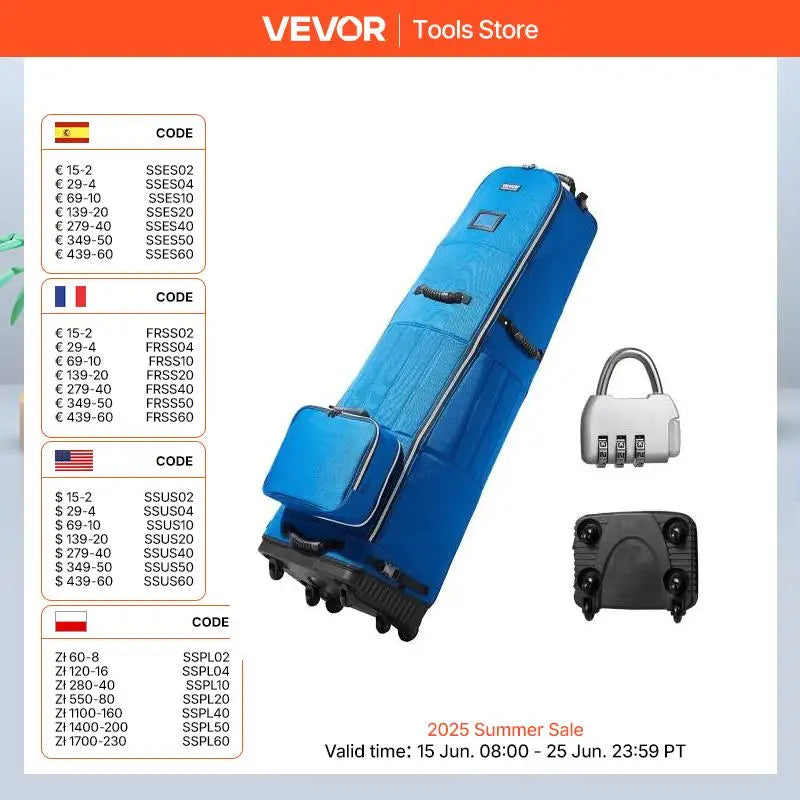 VEVOR Golf Travel Bag 1200D Nylon Soft-Sided Golf Travel Cover Wear-Resistant Waterproof Padded Luggage Case with Wheels,